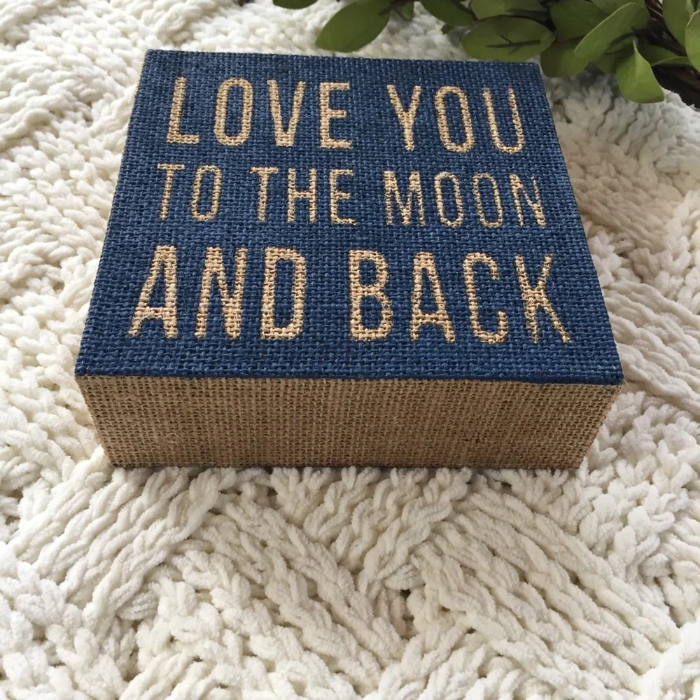 Decorative Sign Wood Farmhouse Love You To The Moon & Back